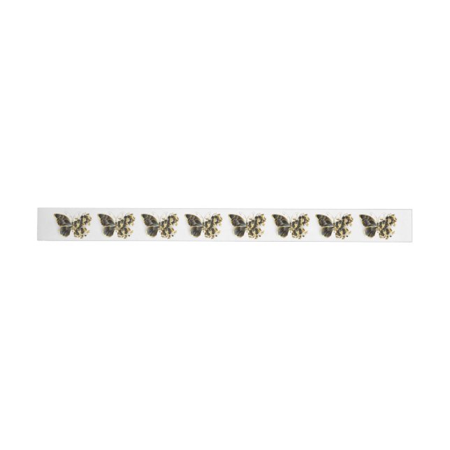 Gold Flower Butterfly with Black Orchid Wrap Around Label (Individual)