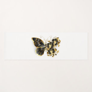 Gold Flower Butterfly with Black Orchid Yoga Mat