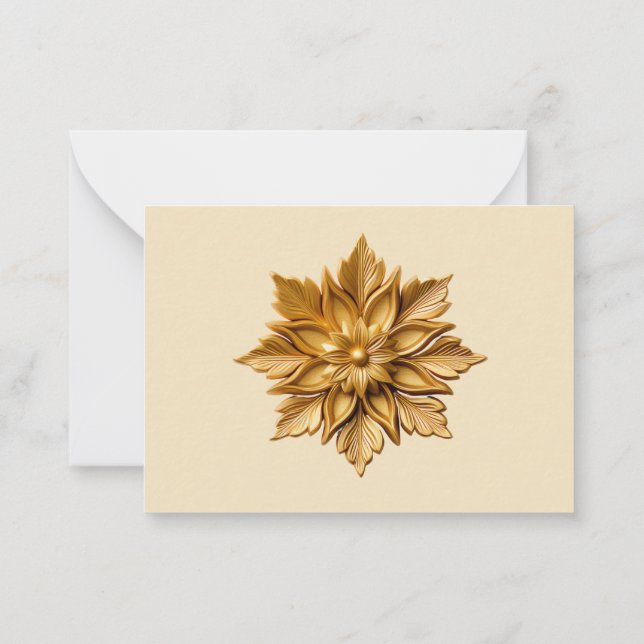 Gold Flower Decor Sympathy Thank You Card (Back)