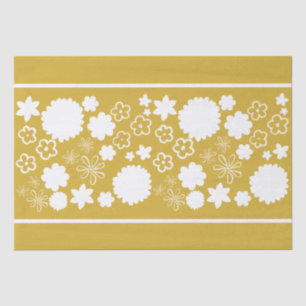 Gold Flower Floral Pattern Celebration Decoupage Tissue Paper