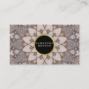 Gold  Flower Mandala Pattern Yoga Instructor Business Card