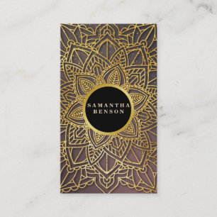 Gold  Flower Mandala Pattern Yoga Instructor Business Card