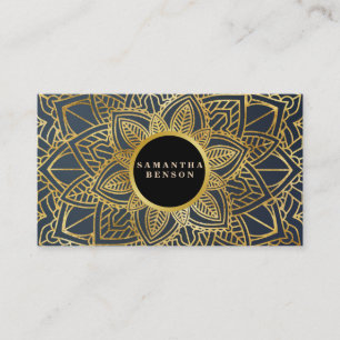 Gold  Flower Mandala Pattern Yoga Instructor Business Card