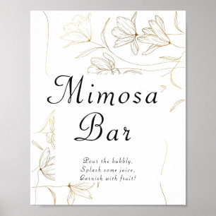 Gold Flower Mimosa Bar Poster Sign