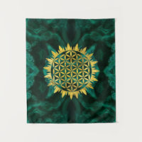 Gold Flower of life on malachite