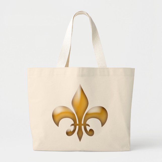 Gold Flower of Lis Large Tote Bag (Front)