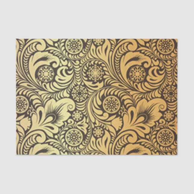 Gold Flower Pattern Design Tissue Paper (Front)