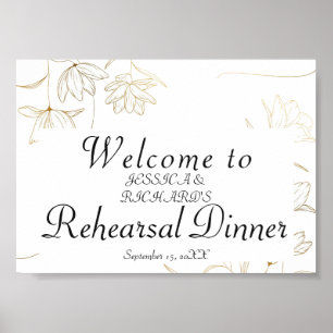 Gold Flower Rehearsal Dinner Welcome Poster Sign