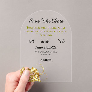 gold flower Save the date Acrylic Invitations