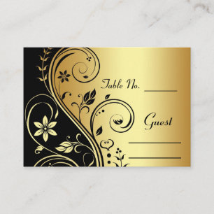 Gold Flower Scrollwork Wedding Table Place Card