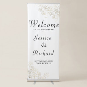 Gold Flower Wedding Retractable Banner