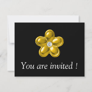 GOLD FLOWER WITH DIAMOND INVITATION