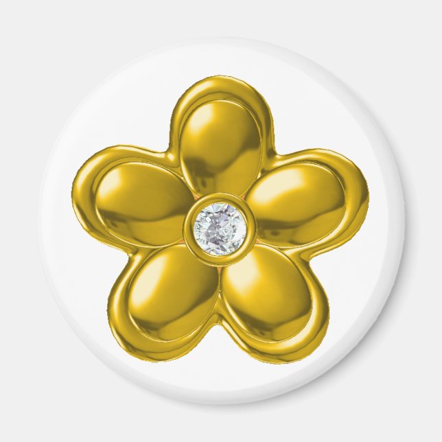 GOLD FLOWER WITH DIAMOND MAGNET (Front)