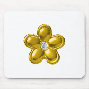 GOLD FLOWER WITH DIAMOND MOUSE MAT