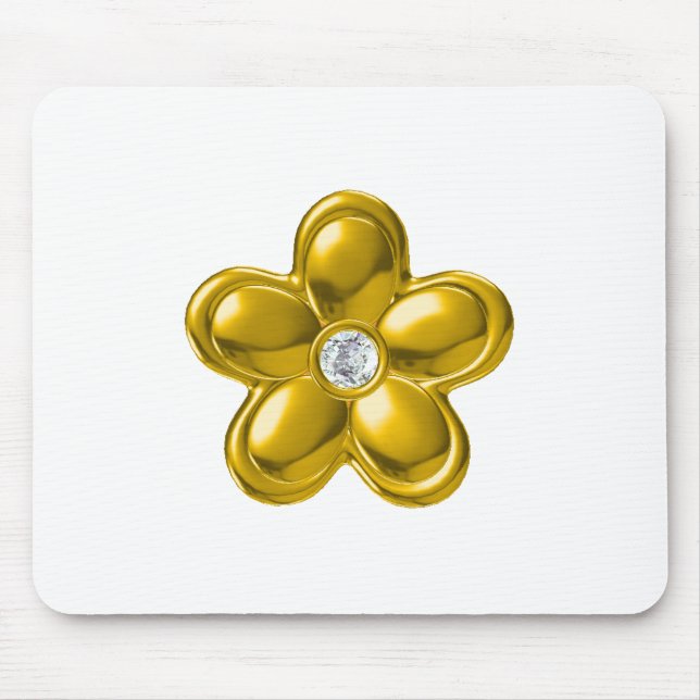 GOLD FLOWER WITH DIAMOND MOUSE MAT (Front)
