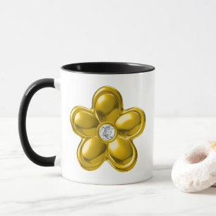 GOLD FLOWER WITH DIAMOND MUG