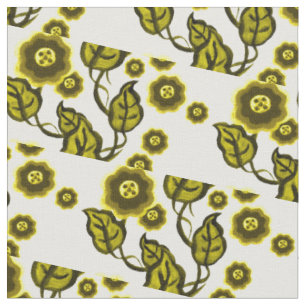 Gold flowers/Gold leaves/Folk art floral Fabric