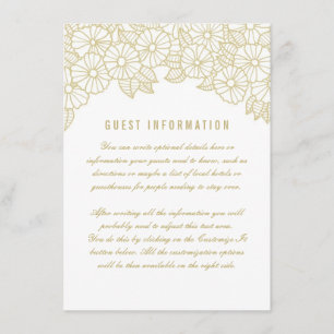 Gold Flowers on White Wedding Insert Card