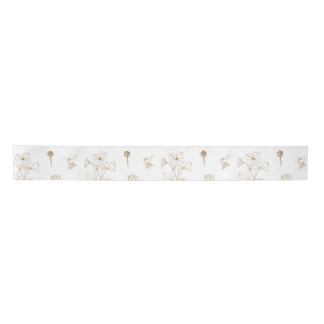 Gold Flowers Pattern Satin Ribbon