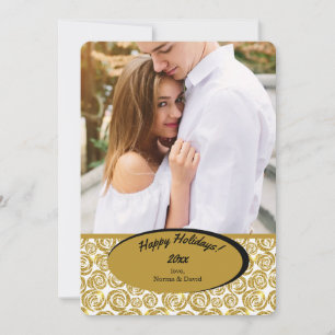 Gold Flowers Photo Invitation