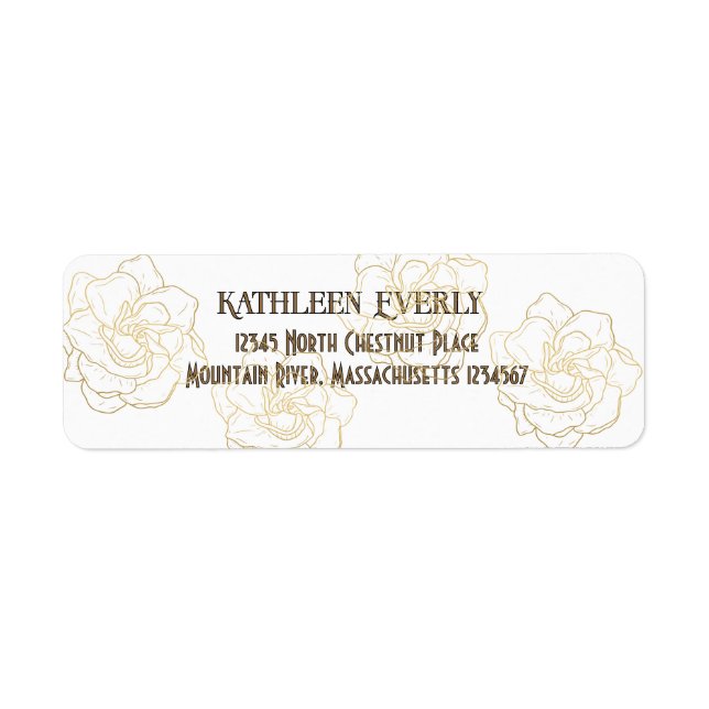 Gold Flowers Return Address Label (Front)