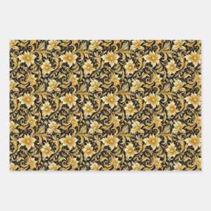 Gold flowers wrapping paper