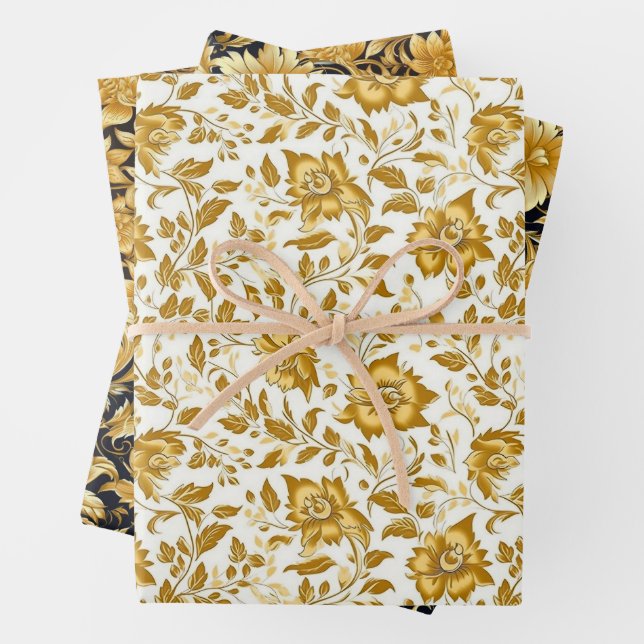 Gold flowers wrapping paper (In situ)