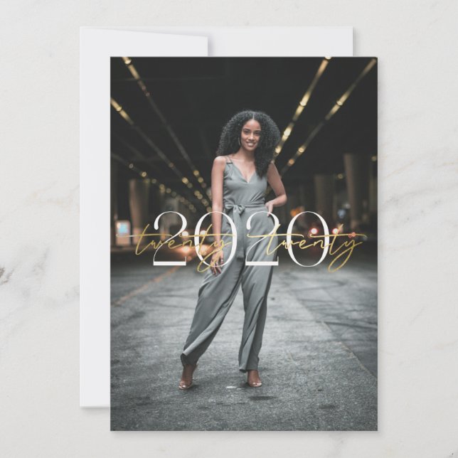 Gold Foil 2020 Typography Graduation Invitation (Front)