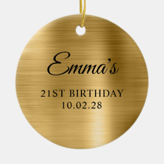 Gold Foil 21st Birthday Photo Ceramic Tree Decoration
