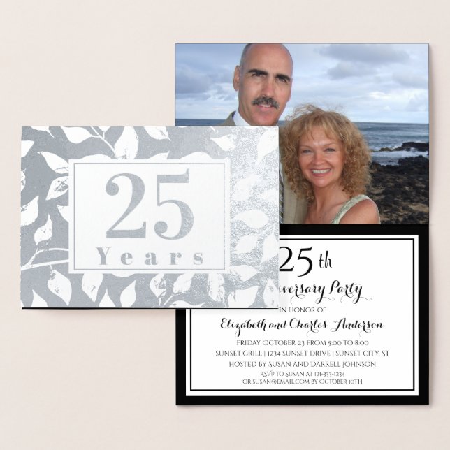 Gold Foil 25th Wedding Anniversary Invitations (Display)