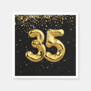 Gold Foil 35 Balloons And Confetti Napkins