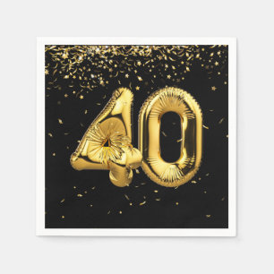 Gold Foil 40 Balloons And Confetti Napkins