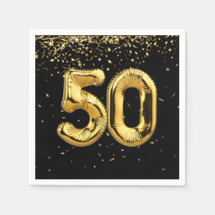 Gold Foil 50 Balloons And Confetti  Napkins