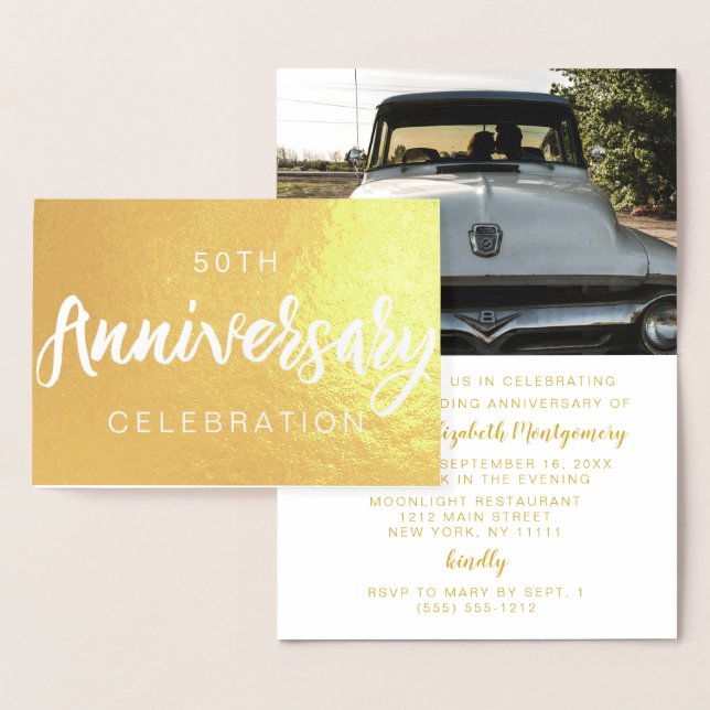 Gold Foil 50th Anniversary Party Invitations (Display)