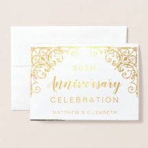 Gold Foil 50th Anniversary Party Invitations