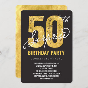 Gold Foil 50th Surprise Birthday Party Invite