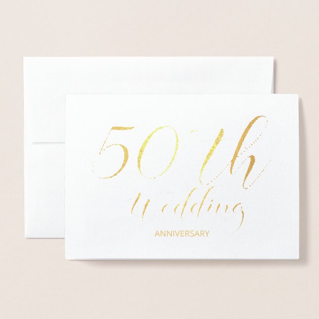 Gold Foil 50th Wedding Anniversary Invitation (Front With Envelope)