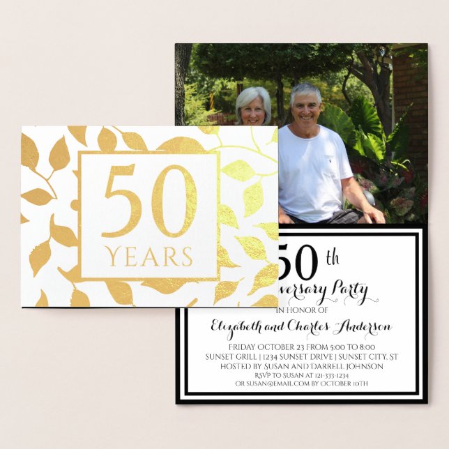 Gold Foil 50th Wedding Anniversary Invitations (Display)