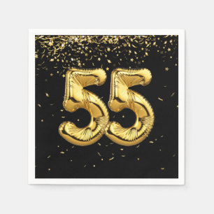 Gold Foil 55 Balloons And Confetti Napkins