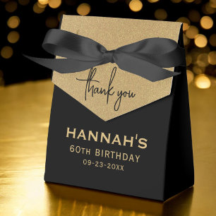Gold Foil 60th Birthday Name Script Thank You Favour Box