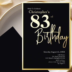 Gold Foil 83rd Birthday Invitation Modern Elegant 