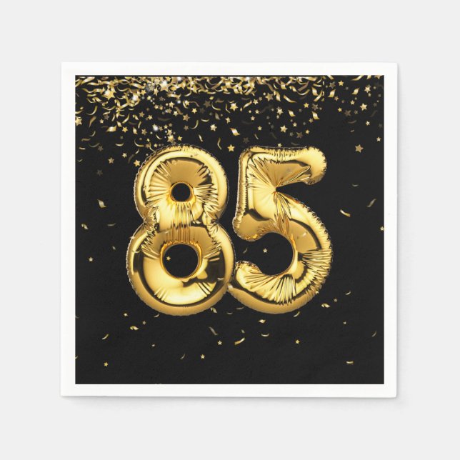Gold Foil 85 Balloons And Confetti  Napkins (Front)