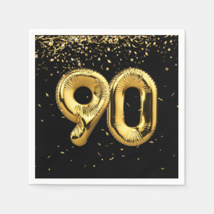 Gold Foil 90 Balloons And Confetti Napkins