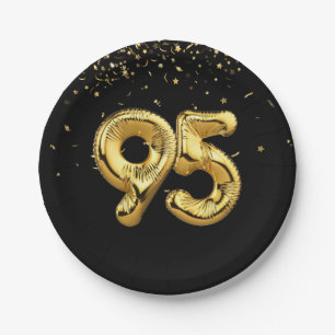Gold Foil 95 Balloons And Confetti Paper Plate