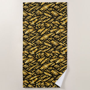 Gold Foil Abstract Pattern Beach Towel