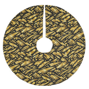 Gold Foil Abstract Pattern Brushed Polyester Tree Skirt