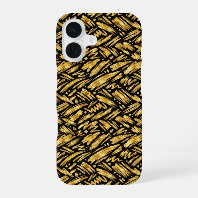 Gold Foil Abstract Pattern iPhone 16 Case (Back)