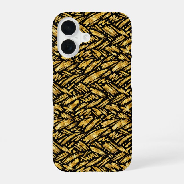 Gold Foil Abstract Pattern iPhone 16 Case (Back)