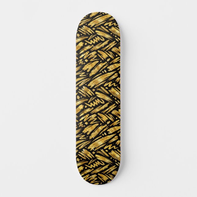 Gold Foil Abstract Pattern Skateboard (Front)