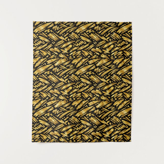 Gold Foil Abstract Pattern Tapestry (Front)